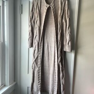 Free People Cozy Cable Knit Long Sweater Cardigan